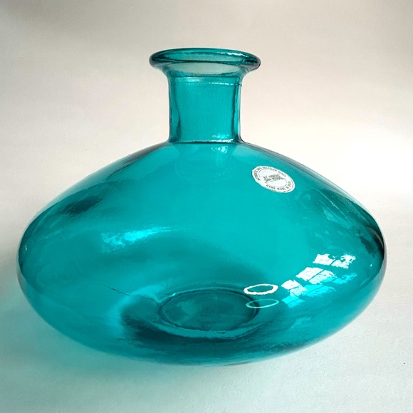 Vintage Accents Vidrios San Miguel Blue Aqua Jug Vase Recycled